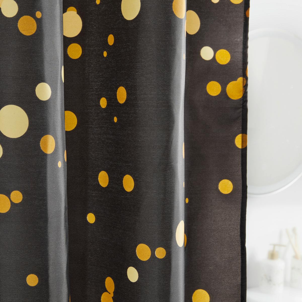 Duschvorhang Ameo in Schwarz/Goldfarben - Goldfarben/Schwarz, MODERN, Kunststoff (180/200cm)