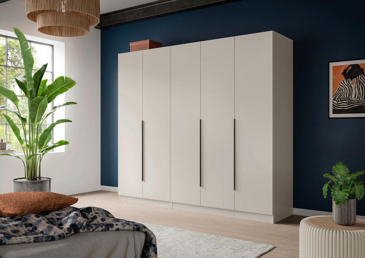 Drehtürenschrank Kopenhagen Kaschmir - Kaschmir/Schwarz, MODERN, Holzwerkstoff/Kunststoff (200/181/52cm) - Livetastic