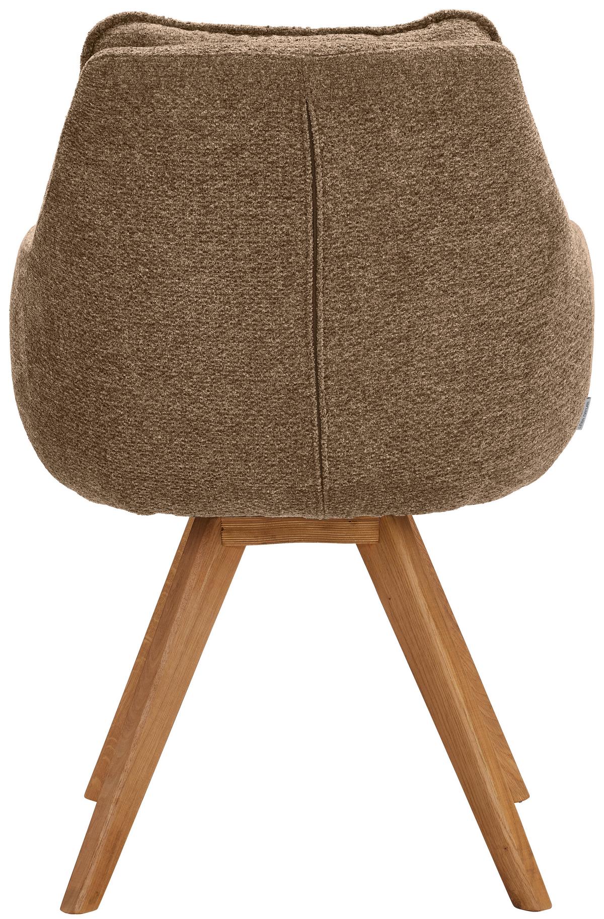 KRZESŁO Z PODŁOKIETNIKAMI COMO - kolor dębowy/brązowy, Konventionell, drewno/tkanina (59/86/69,5cm) - Linea Natura