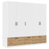 Omara Za Oblačila Bari, Bela, Barva Hrasta - siva/bela, Basics, kovina/leseni material (226/210/54cm) - Boxxx