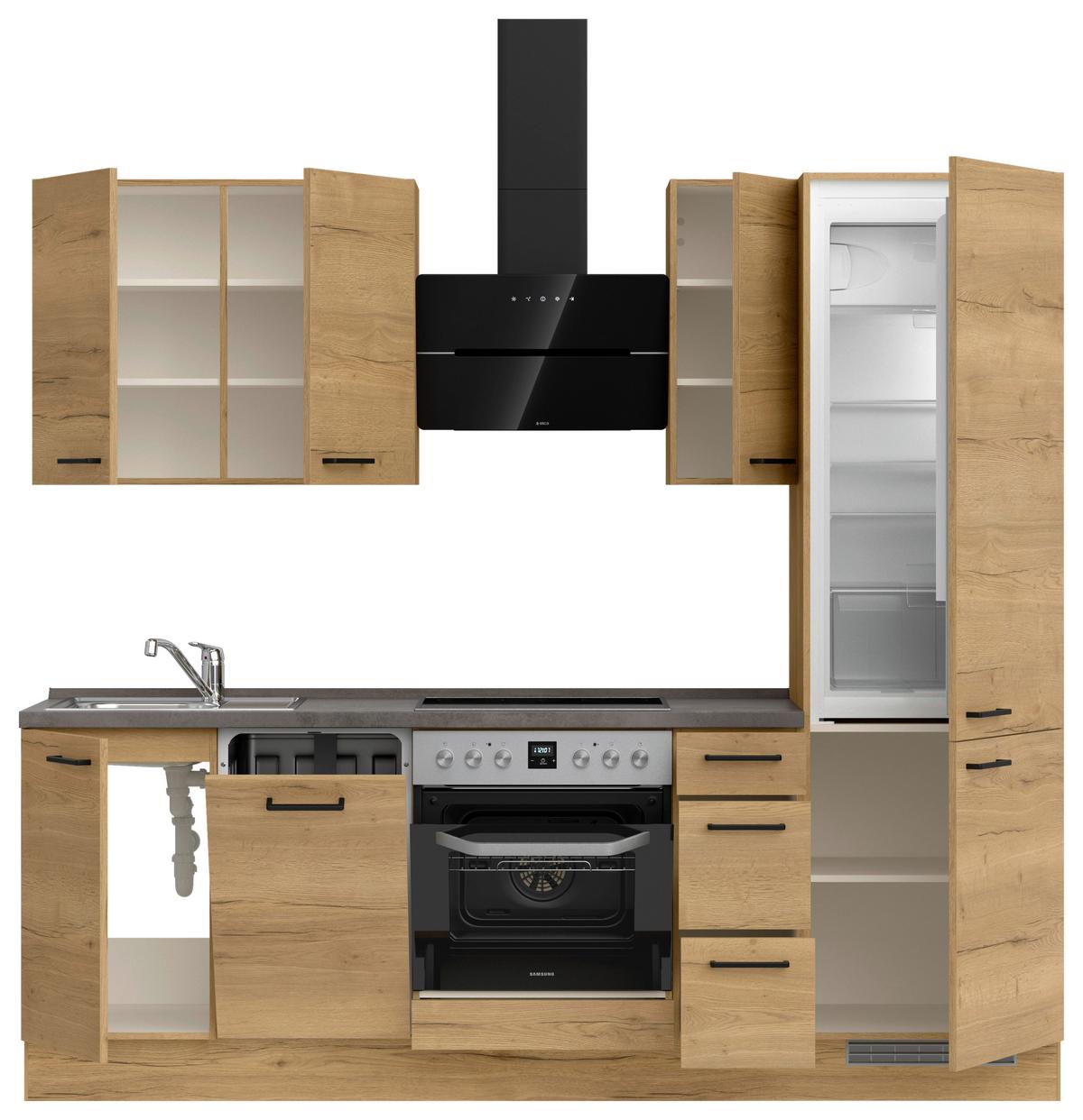 Küchenleerblock Structura High o. Geräte Eiche - Schieferfarben/Eichefarben, MODERN, Holzwerkstoff/Metall (240cm) - Nobilia