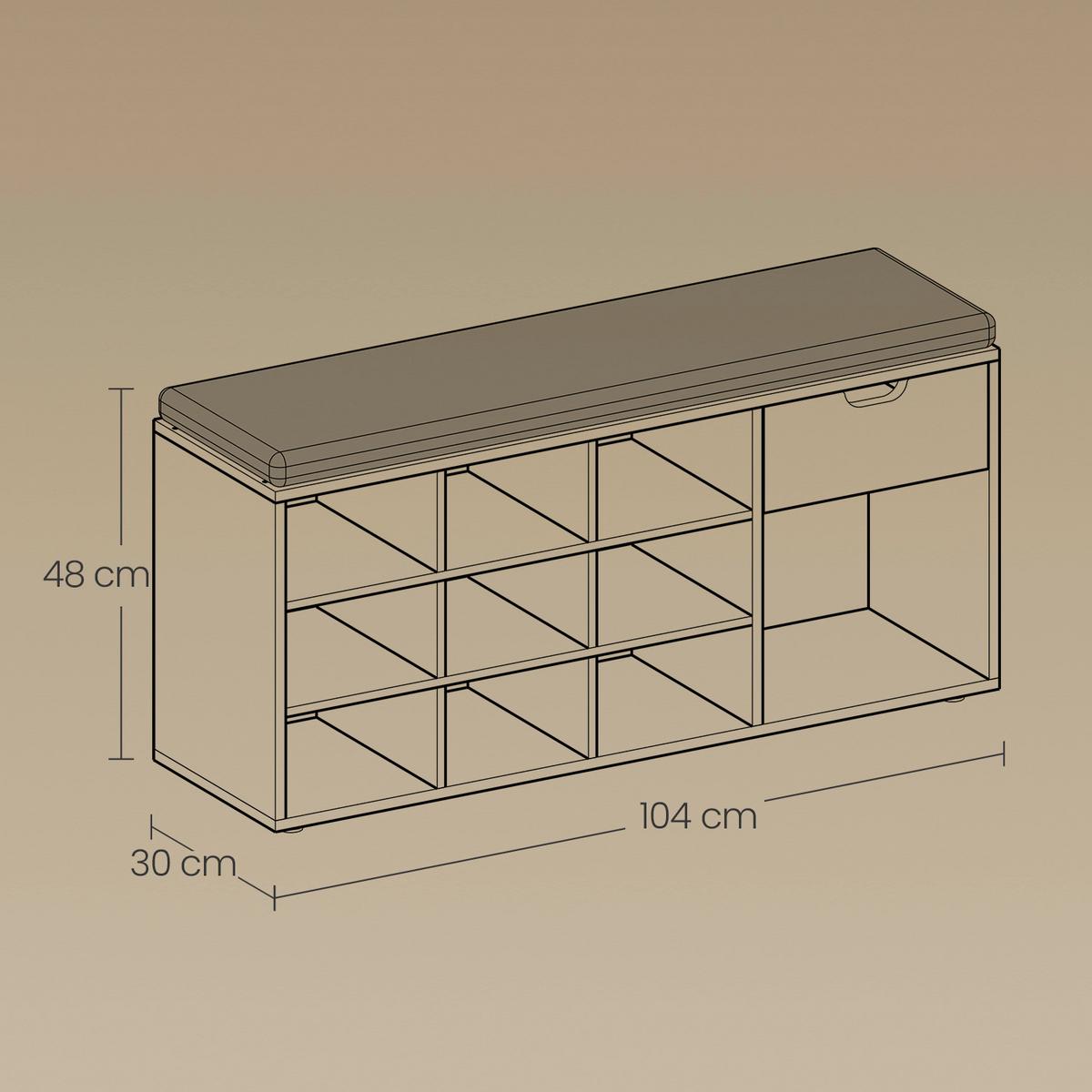 Garderobenbank in Dunkelbraun inkl. Sitzauflage - Dunkelbraun, Trend, Holzwerkstoff (104/48/30cm) - MID.YOU