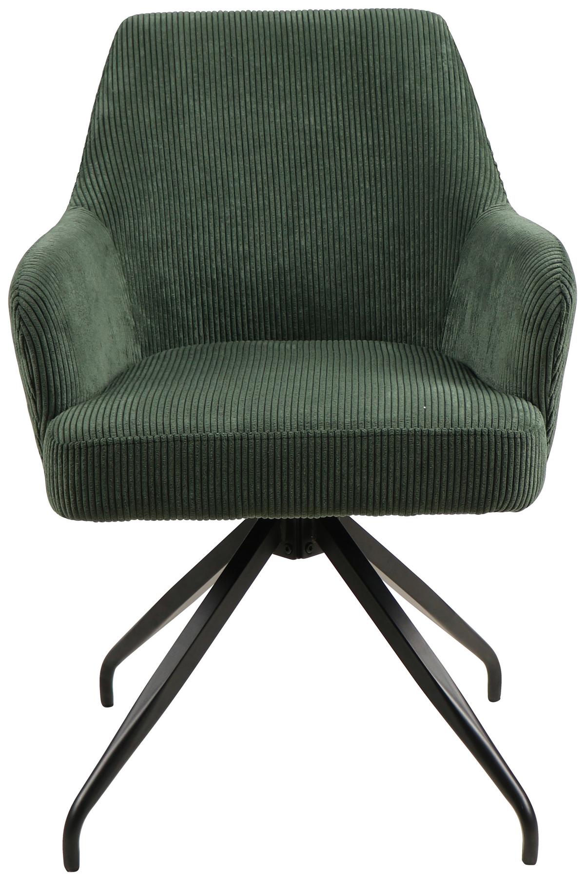KRZESŁO Z PODŁOKIETNIKAMI JEANETTE - zielony/czarny, Modern, metal/drewno (58/84/63cm) - MID.YOU