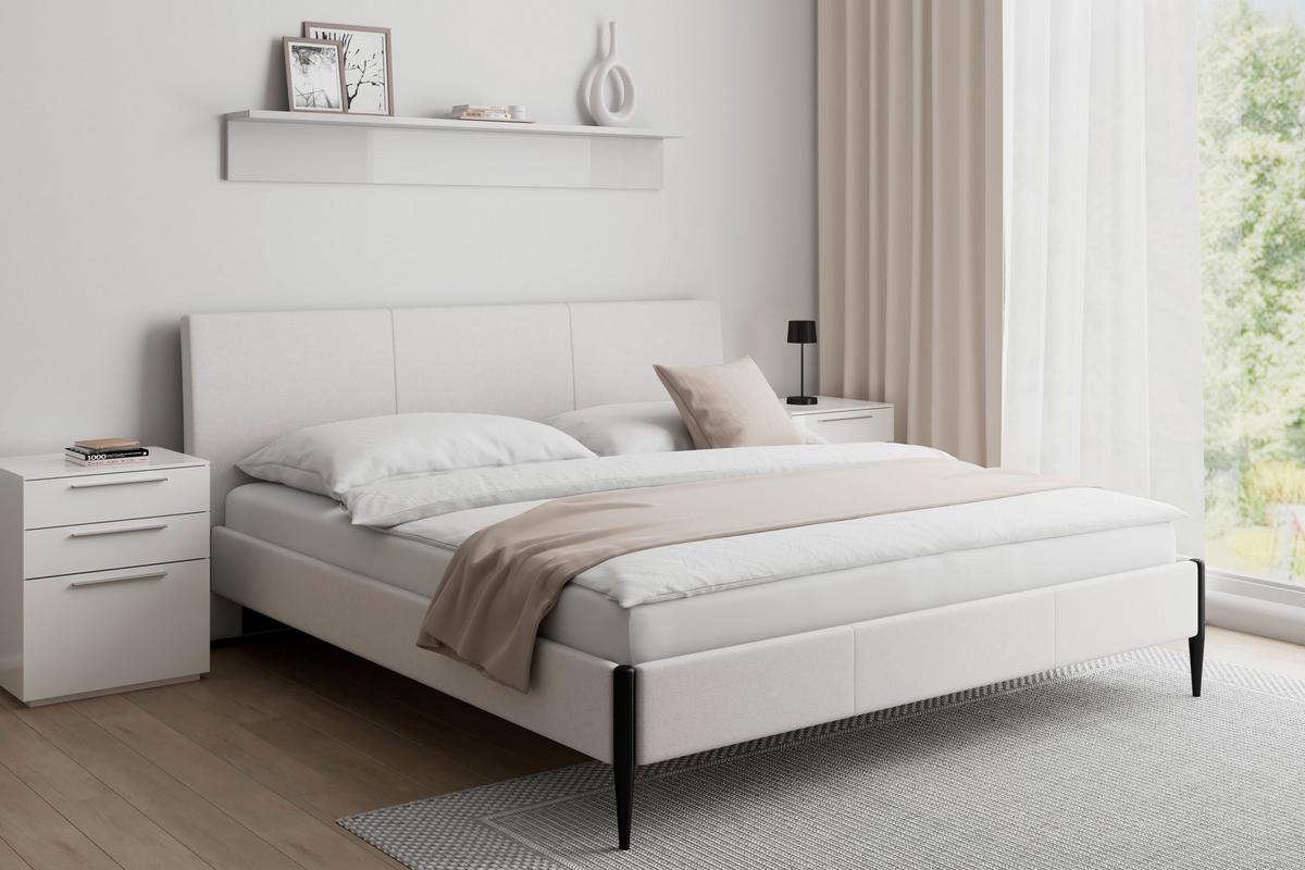 Polsterbett Melisa ca. 180x200 cm Hellgrau - Hellgrau/Schwarz, MODERN, Holz/Textil (180/200cm) - Bessagi Home