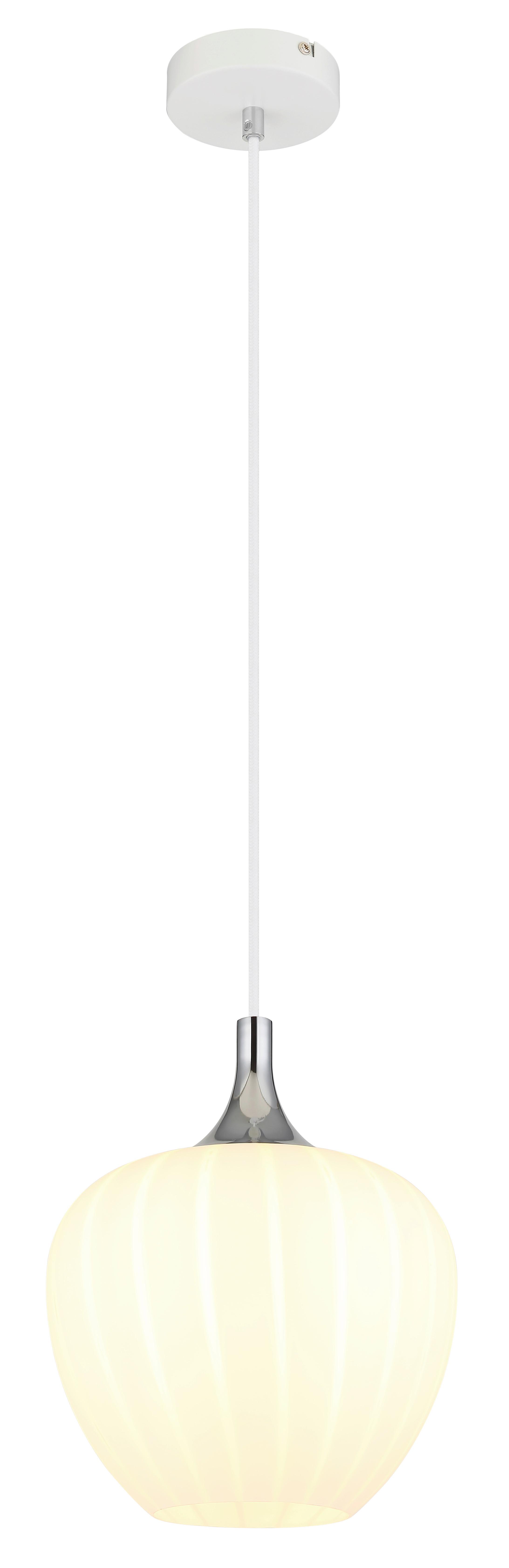 Hängeleuchte Maxy Weiß/Chrom max. 60 Watt - Chromfarben/Weiß, KONVENTIONELL, Glas/Metall (24/120cm) - Globo