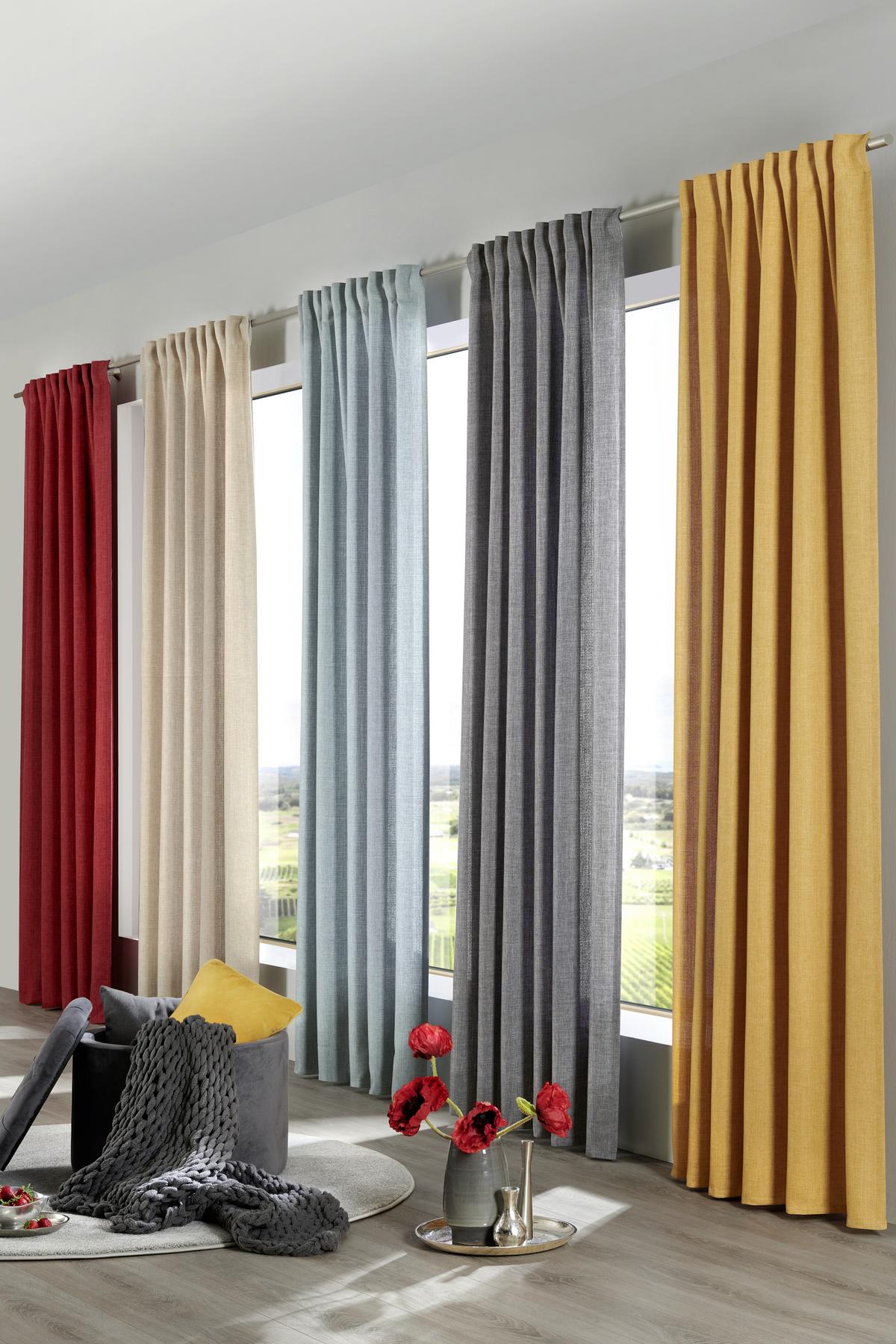 ZASŁONA GOTOWA FREDDY - beżowy, Basics, tkanina (140/245cm) - Boxxx