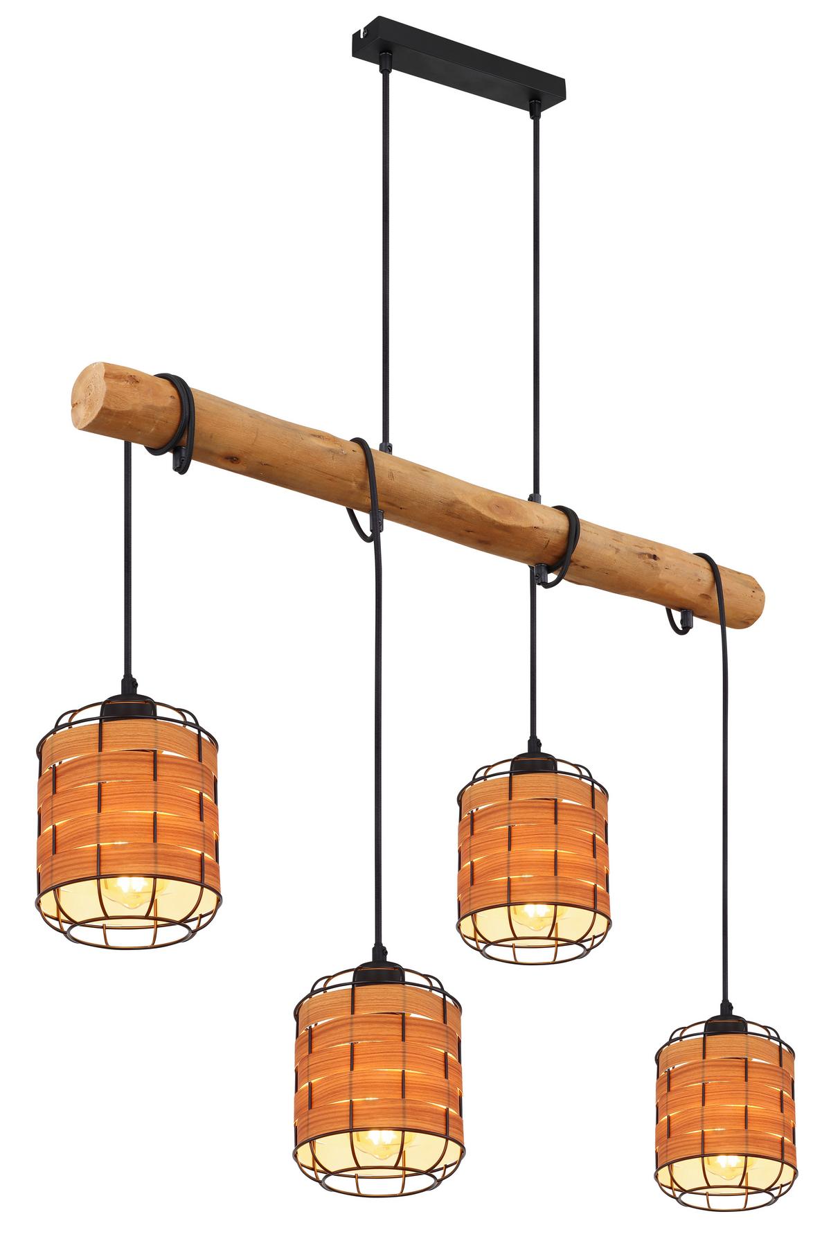 Hängeleuchte Elmar in Schwarz/Braun max. 40 Watt - Schwarz/Braun, KONVENTIONELL, Kunststoff/Metall (85/15/140cm) - Globo