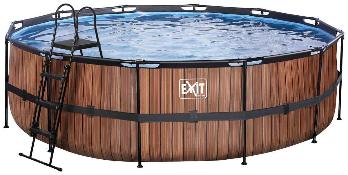 Bazen Exit Wood Pool, Črpalka S Peščenim Filtrom, Ø 488cm - rjava, Konvencionalno, kovina (488/122cm) - EXIT Toys