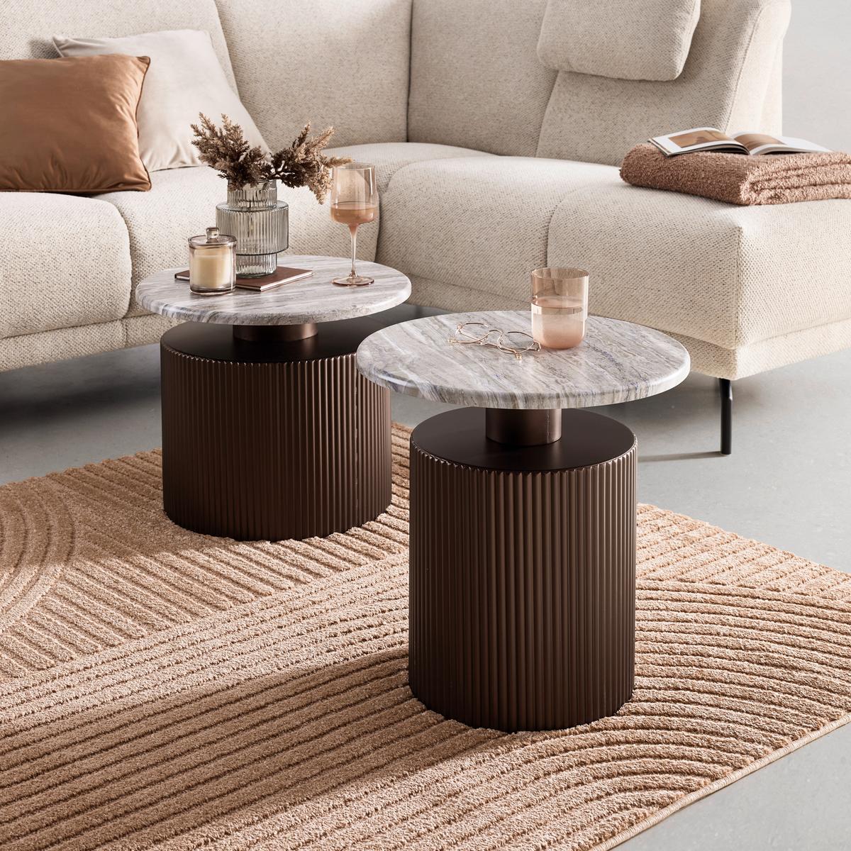 Beistelltisch Solco Naturfarben/Bronzefarben - Naturfarben/Bronzefarben, LIFESTYLE, Holzwerkstoff/Metall (44/46cm) - Premium Living