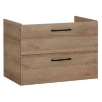 Waschbeckenunterschrank Bavelli B: 72 cm Eiche Dekor - Eichefarben/Schwarz, KONVENTIONELL, Holzwerkstoff (72/52/44cm)