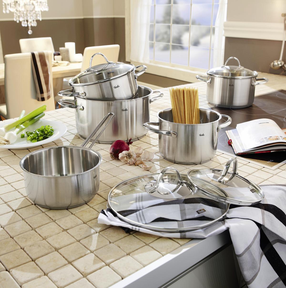 ZESTAW GARNKÓW 00211405000 FISSLER - kolor srebrny/przejrzysty, Basics, metal/szkło - Fissler