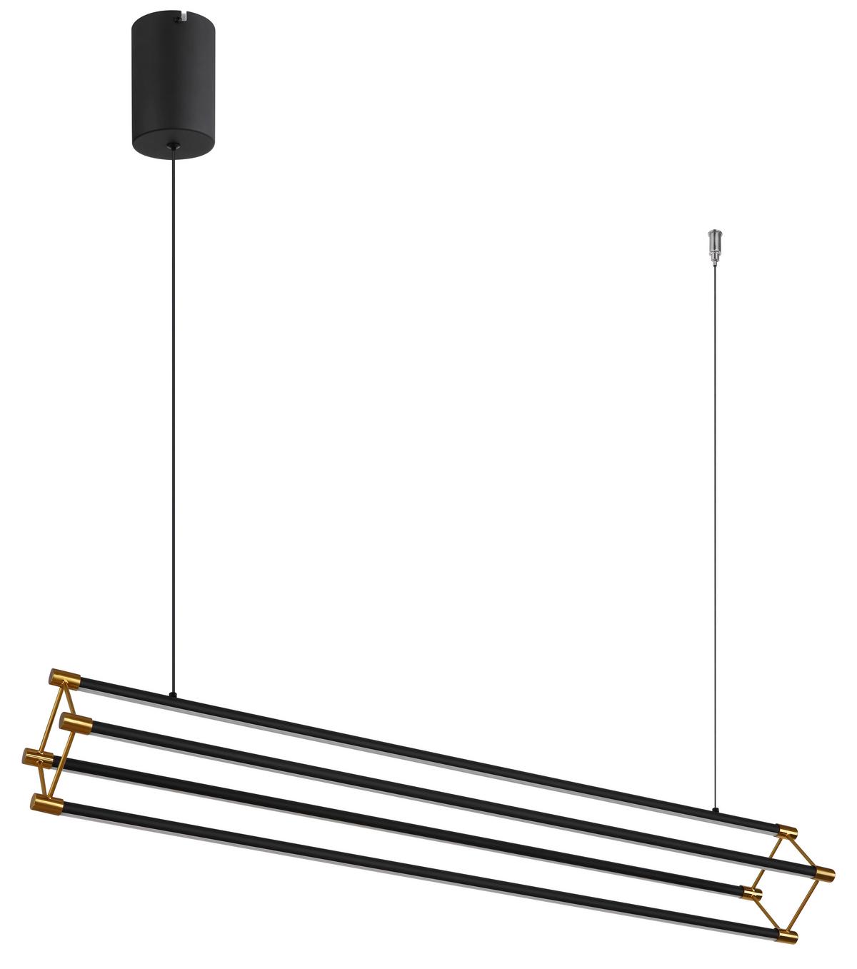 SUSPENSION LED 67184-40 - noir/doré, Design, métal/matière synthétique (104/16,2/150cm) - Globo
