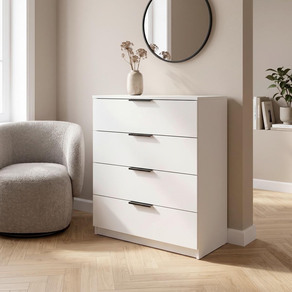 Komoda Kopenhagen, Bela - črna/bela, Design, umetna masa/leseni material (74/80/35cm) - Livetastic