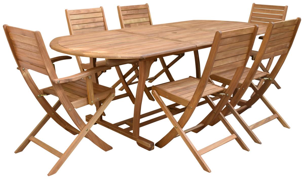 Vrtna Garnitura Kiel, Masivno, Raztegljiva Miza - barva tikovine, Natur, les (160-220/100/74cm) - James Wood