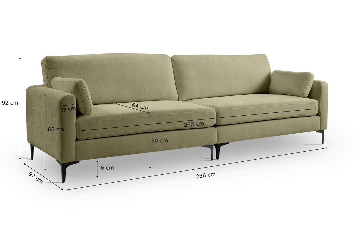 Viersitzer-Sofa Venti Grün - Schwarz/Grün, Basics, Holz/Textil (286/92/97cm) - MID.YOU