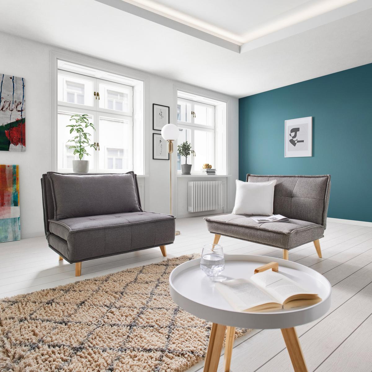 Schlafsessel Romeo Grau Webstoff - Grau, MODERN, Holz/Textil (99/83/84cm) - Bessagi Home
