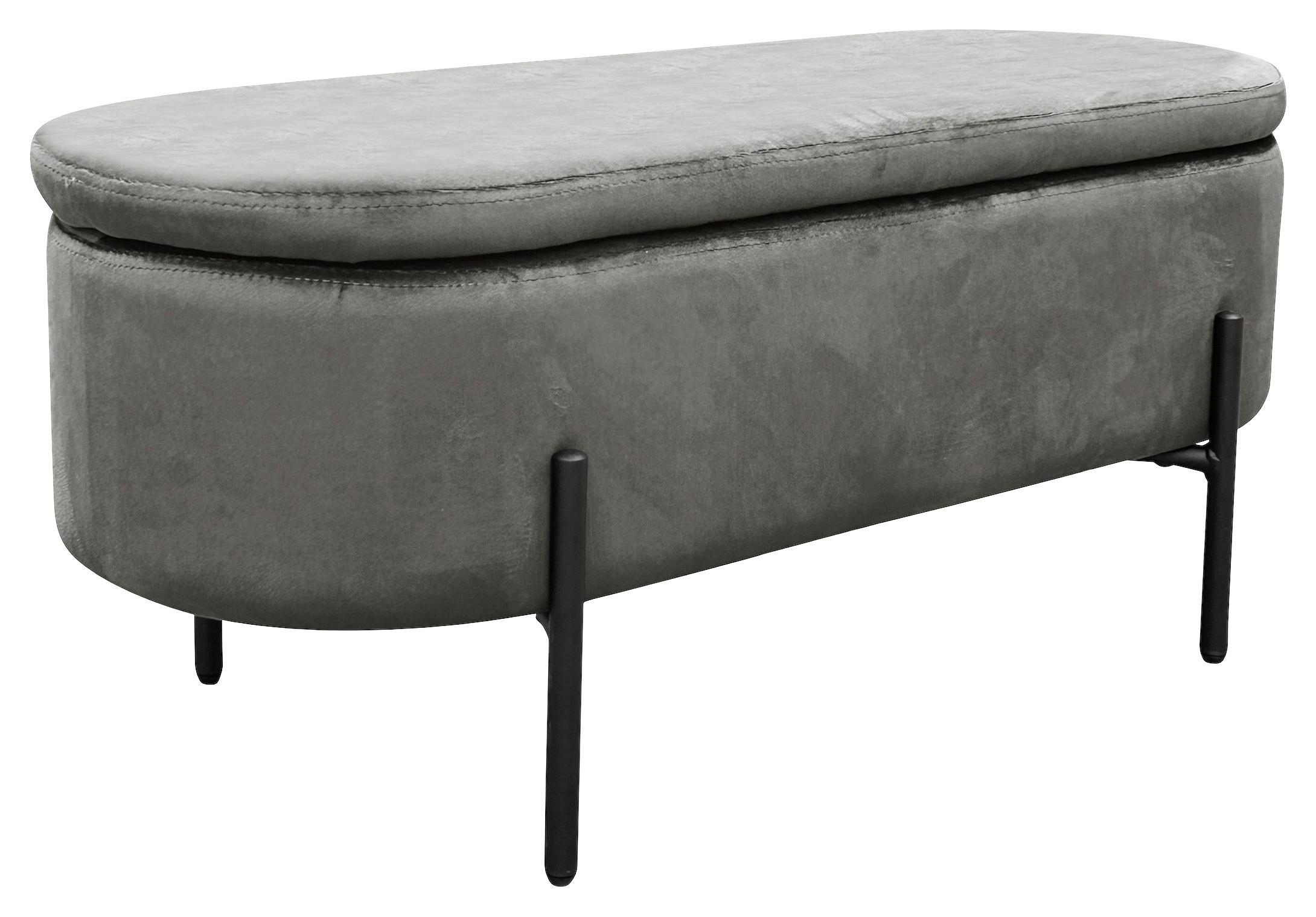 Sitzbank Nova Grau Samt - Schwarz/Grau, Design, Textil/Metall (95/42/37,5cm) - MID.YOU