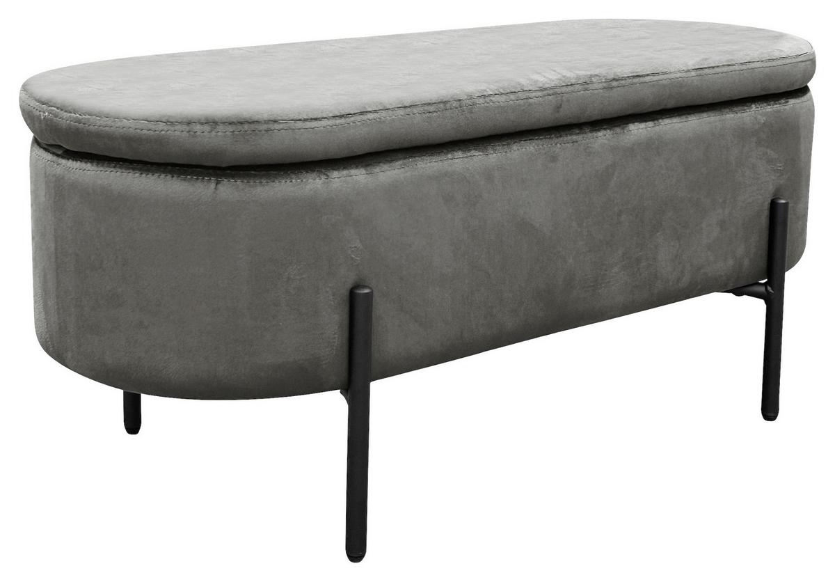 Sitzbank Nova Grau Samt - Schwarz/Grau, Design, Textil/Metall (95/42/37,5cm) - MID.YOU