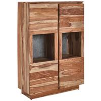 KOMODA WYSOKA HIGH - kolor naturalny/szary, Design, drewno/szkło (99/146/41cm) - Livetastic