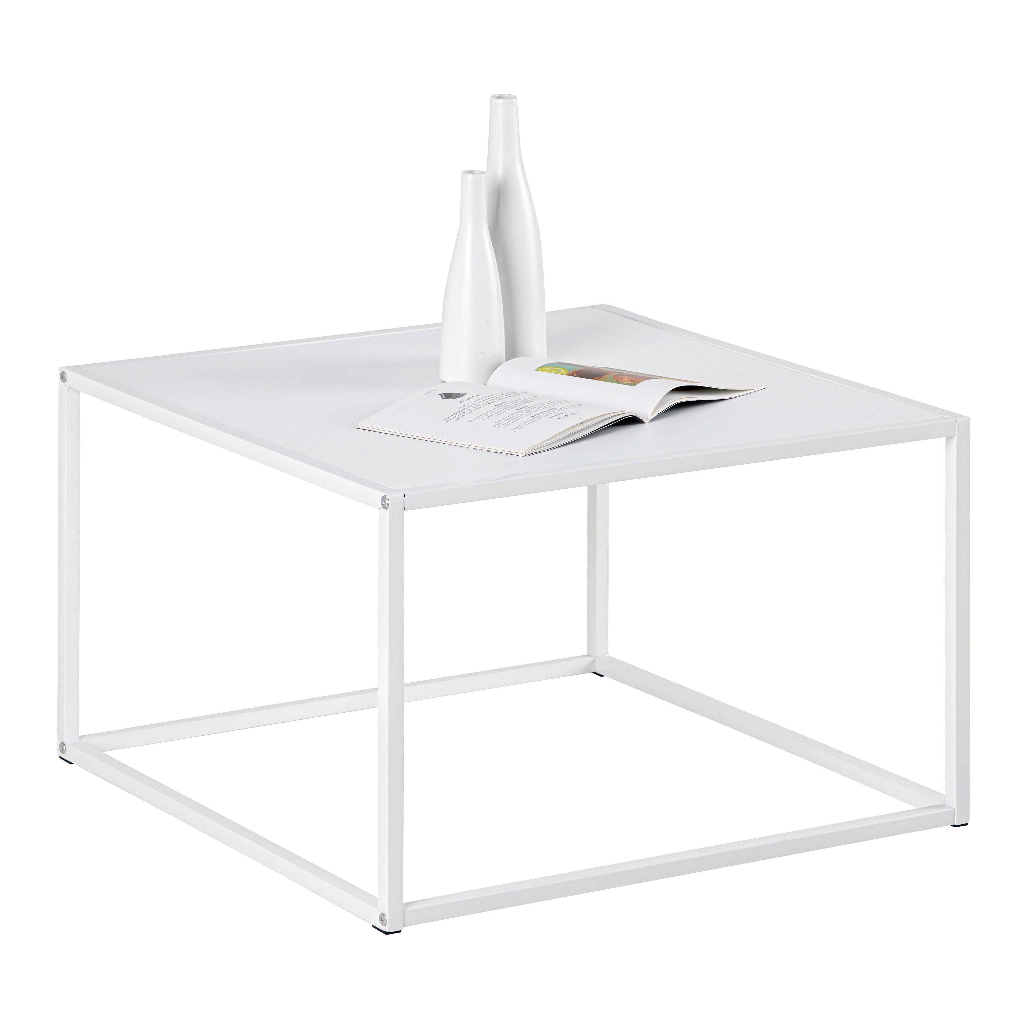 TABLE BASSE KUBO -TOP- -BASED- - blanc, MODERN, matériau en bois/métal (60/60/38cm) - Based
