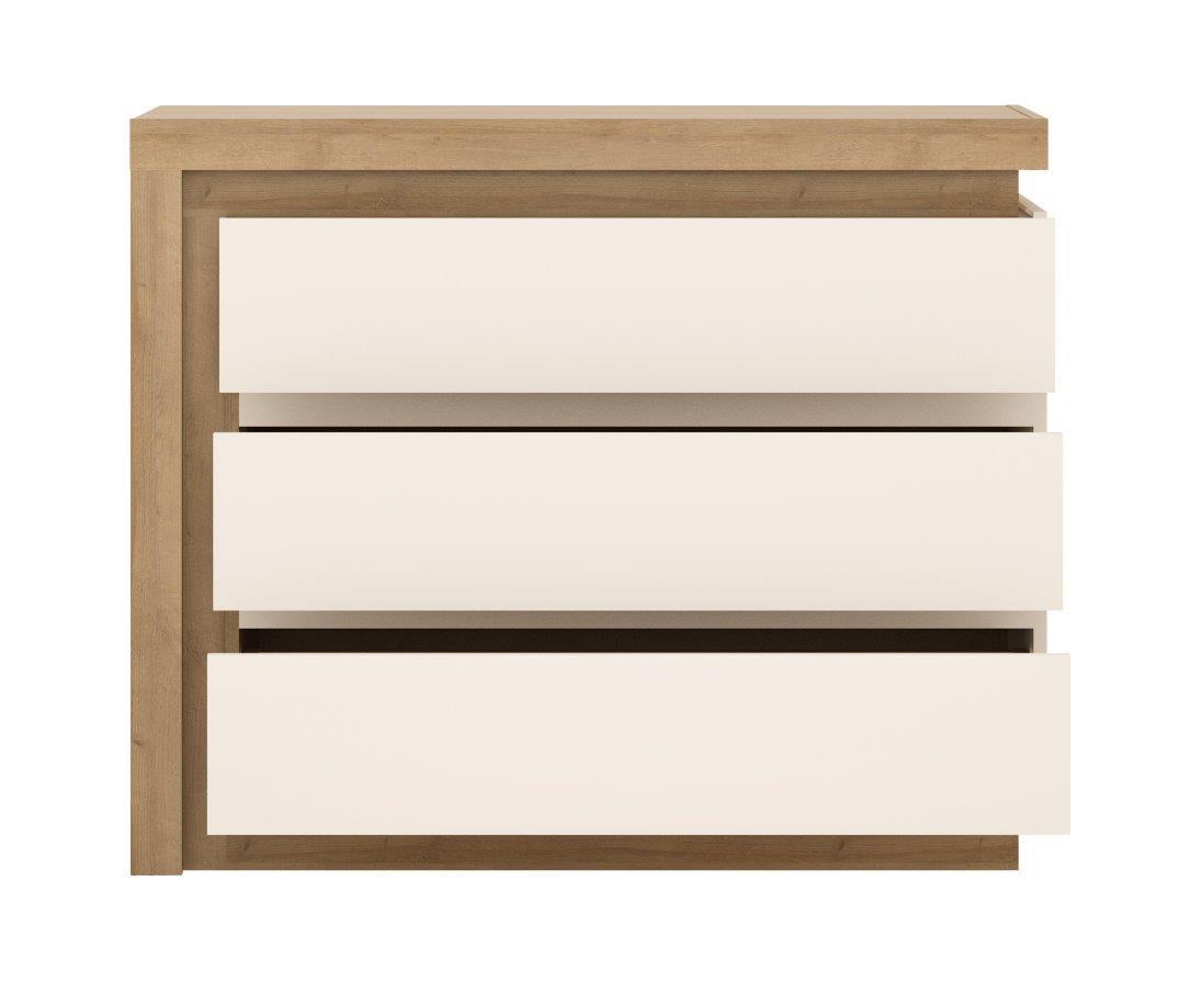 Komoda Lyon - boje hrasta/bijela visoki sjaj, Trend, drvni materijal/plastika (107,5/89,1/42cm) - Modern Living