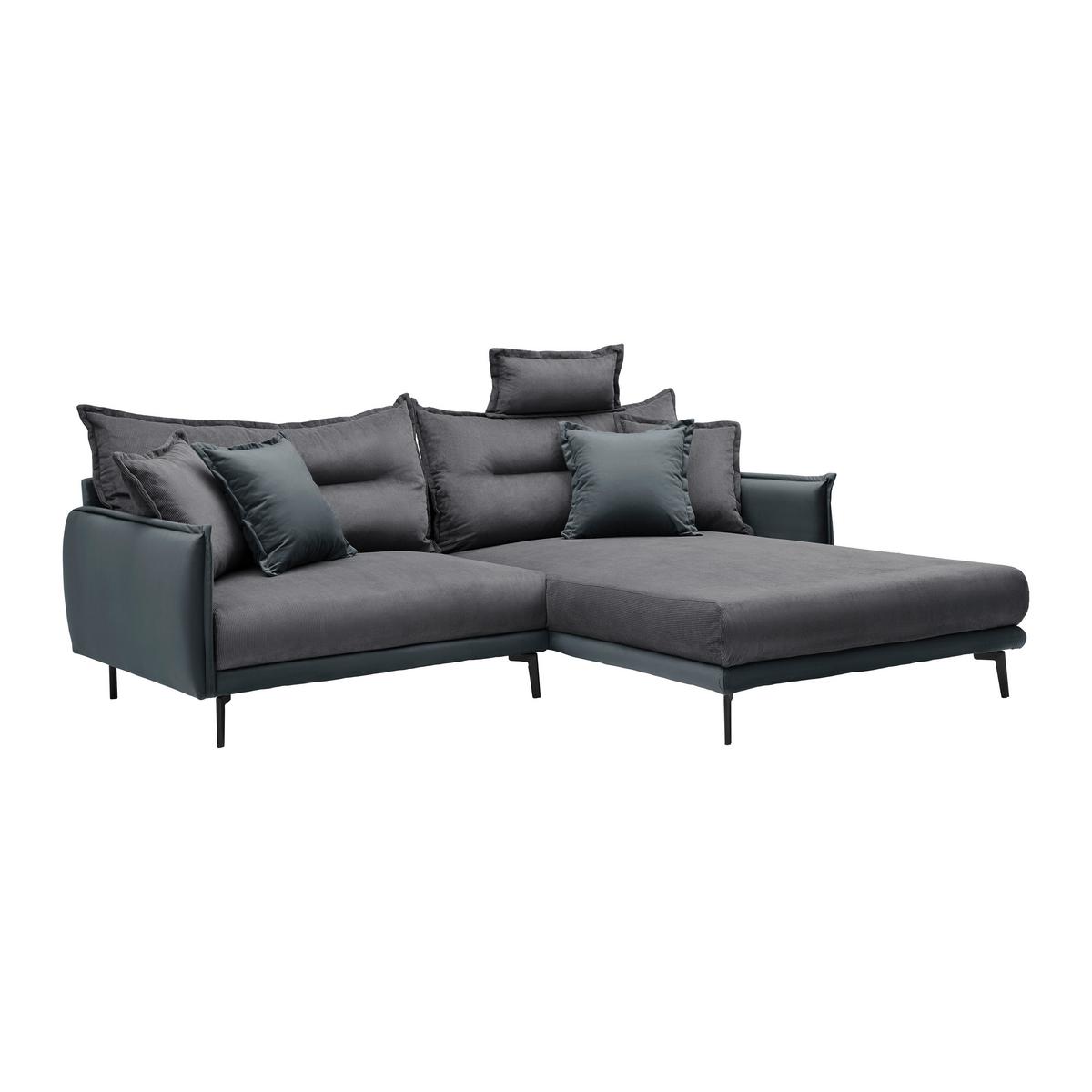Ecksofa Nuovo Dunkelgrau - Dunkelgrau/Schwarz, MODERN, Textil/Metall (245/72-113/190cm) - Mömax
