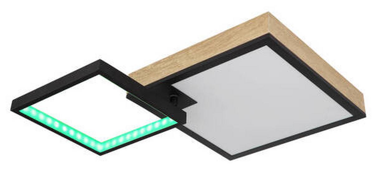 LED-Deckenleuchte Jacky Schwarz/Dunkelbraun max.21Watt - Dunkelbraun/Opal, Natur, Holzwerkstoff/Kunststoff (60/41/10cm) - Globo