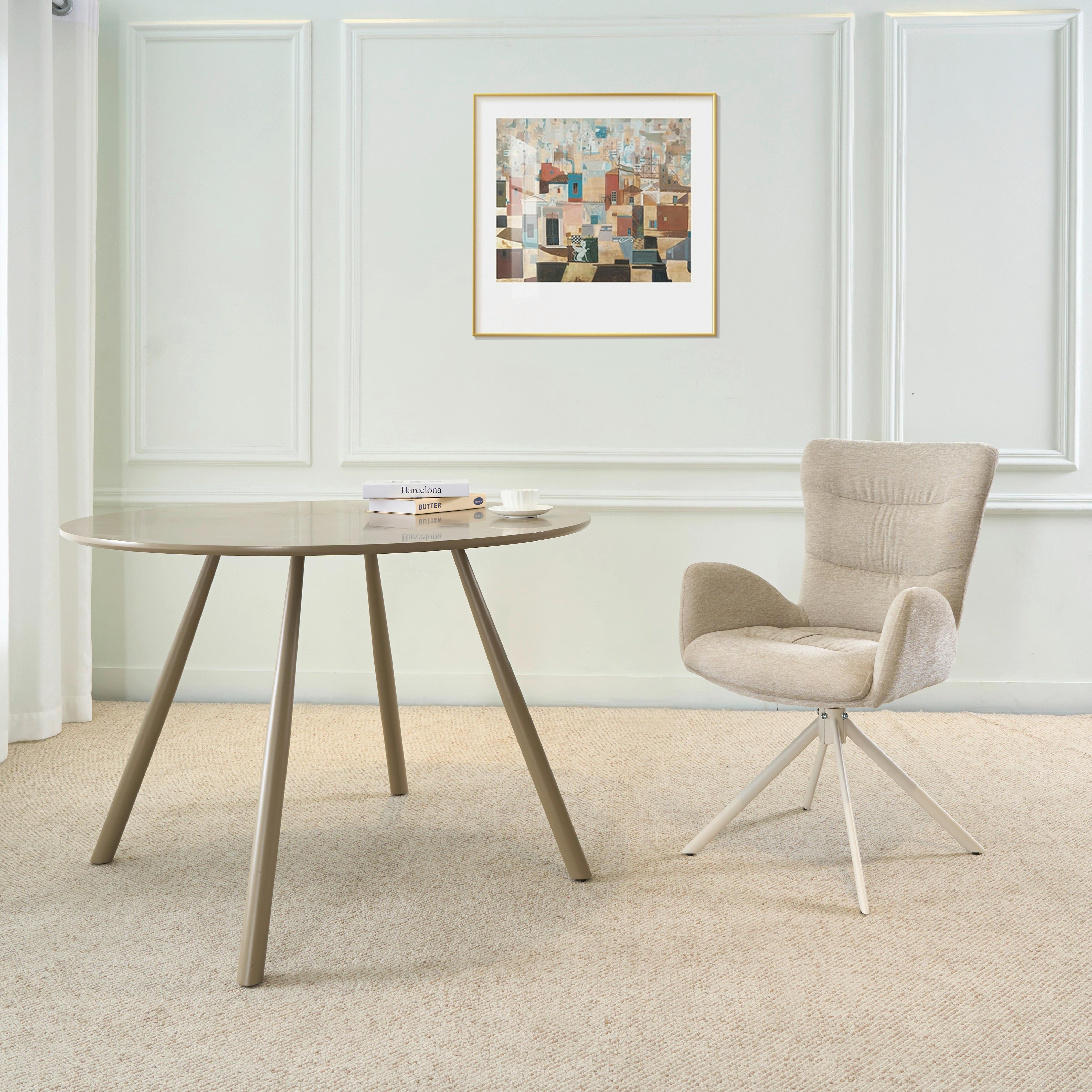 STOL MED ARMSTÖD STELLA - beige, Design, metall/textil (58/91/65cm) - Mömax
