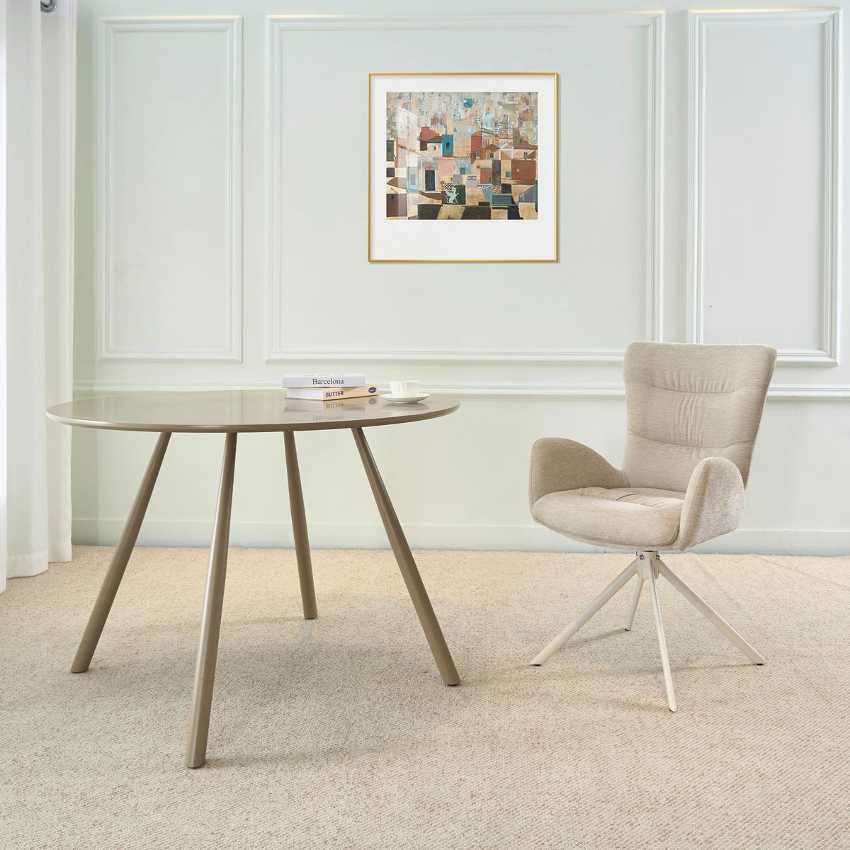 Armlehnstuhl Stella Beige - Beige, Design, Textil/Metall (58/88,5/68cm) - Mömax