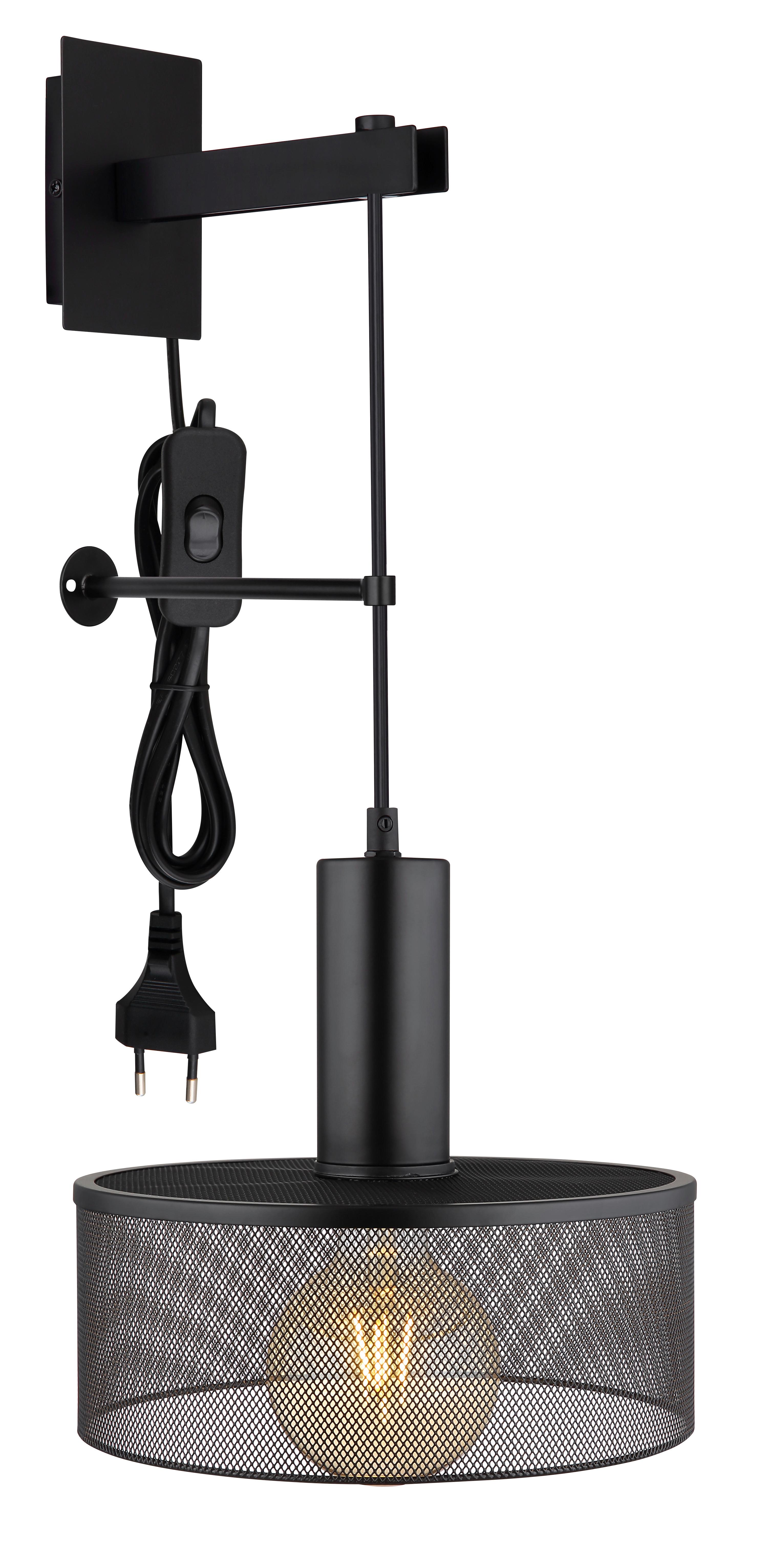 Wandleuchte Jedd Schwarz max. 60 Watt - Schwarz, Design, Metall (25/29,5/57cm) - Globo