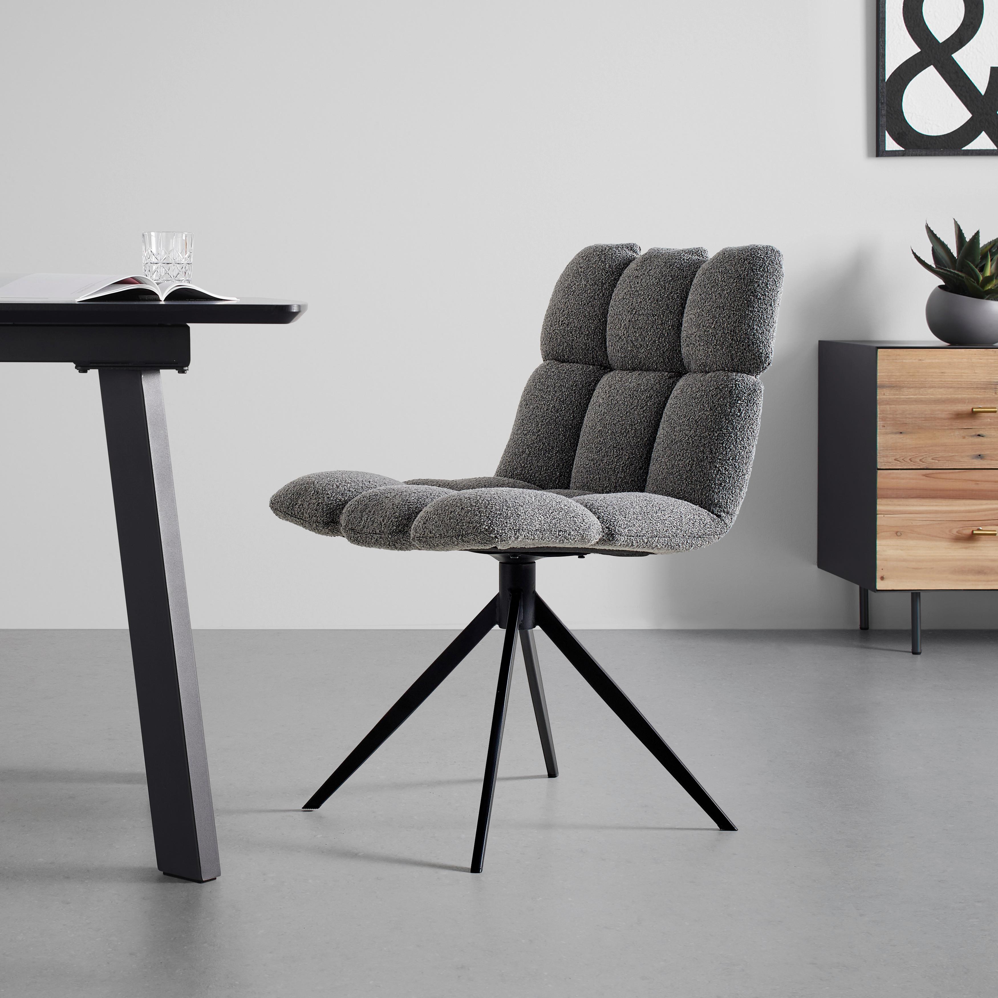 STOEL MALU - Grijs/Zwart, Modern, Textiel/Metaal (53/68/83cm) - Bessagi Home