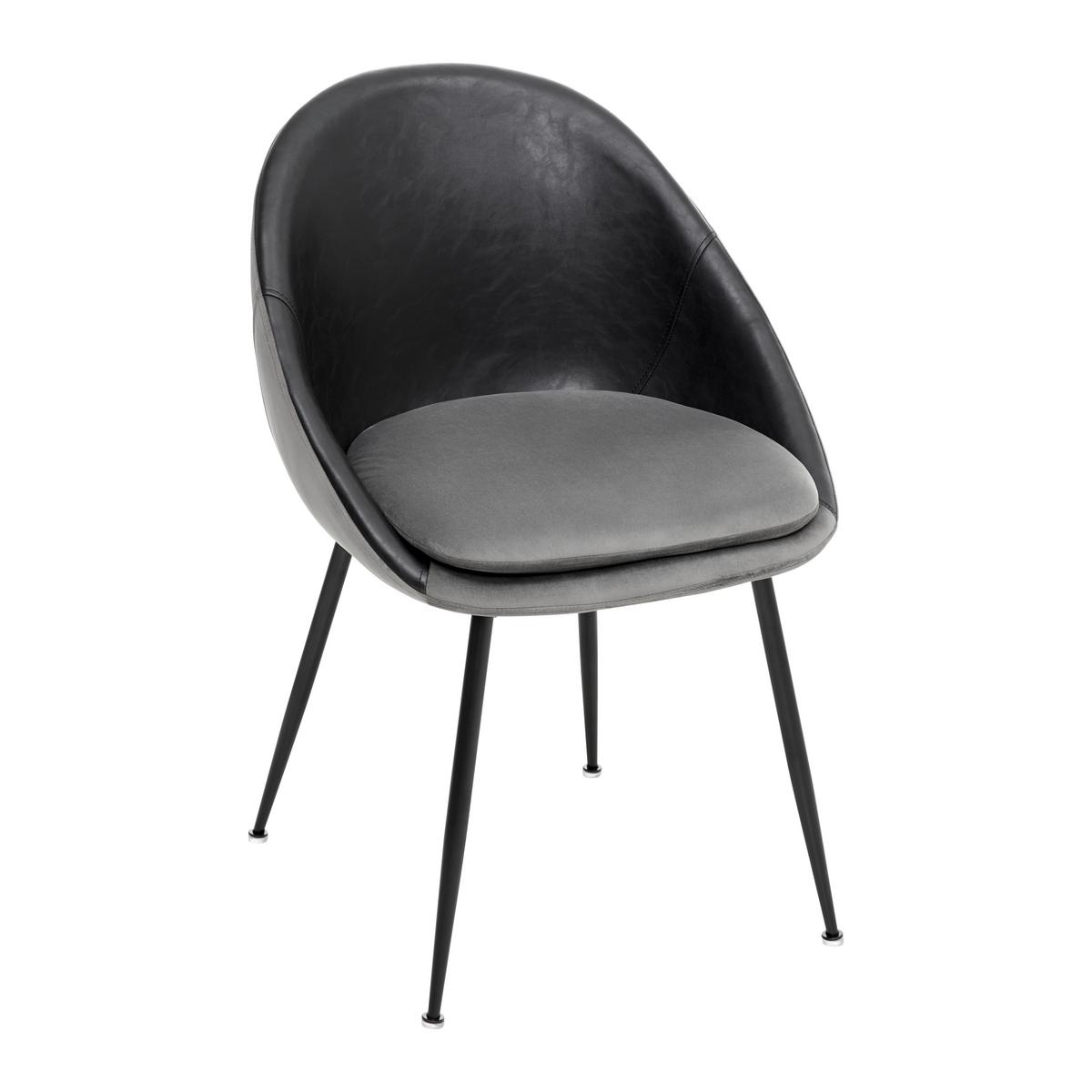 KRZESŁO Z PODŁOKIETNIKAMI ILARIA - czarny/szary, Modern, metal/drewno (55/83/60cm) - Bessagi Home