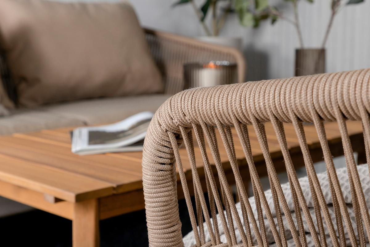 LOUNGEGARNITUR CHANIA - Beige/Akaziefarben, KONVENTIONELL, Holz/Textil (164/75null) - Gardenson
