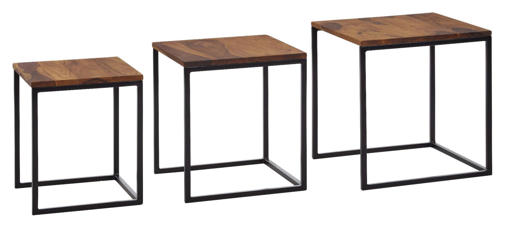 Set Miz Wohnling - črna/barve indijskega rožnega lesa, Moderno, kovina/les (40/40/42cm) - MID.YOU