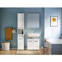 Badezimmer Linus 3-tlg. ca. 90 cm Weiß - Weiß Hochglanz/Silberfarben, MODERN, Glas/Holzwerkstoff (90cm) - MID.YOU