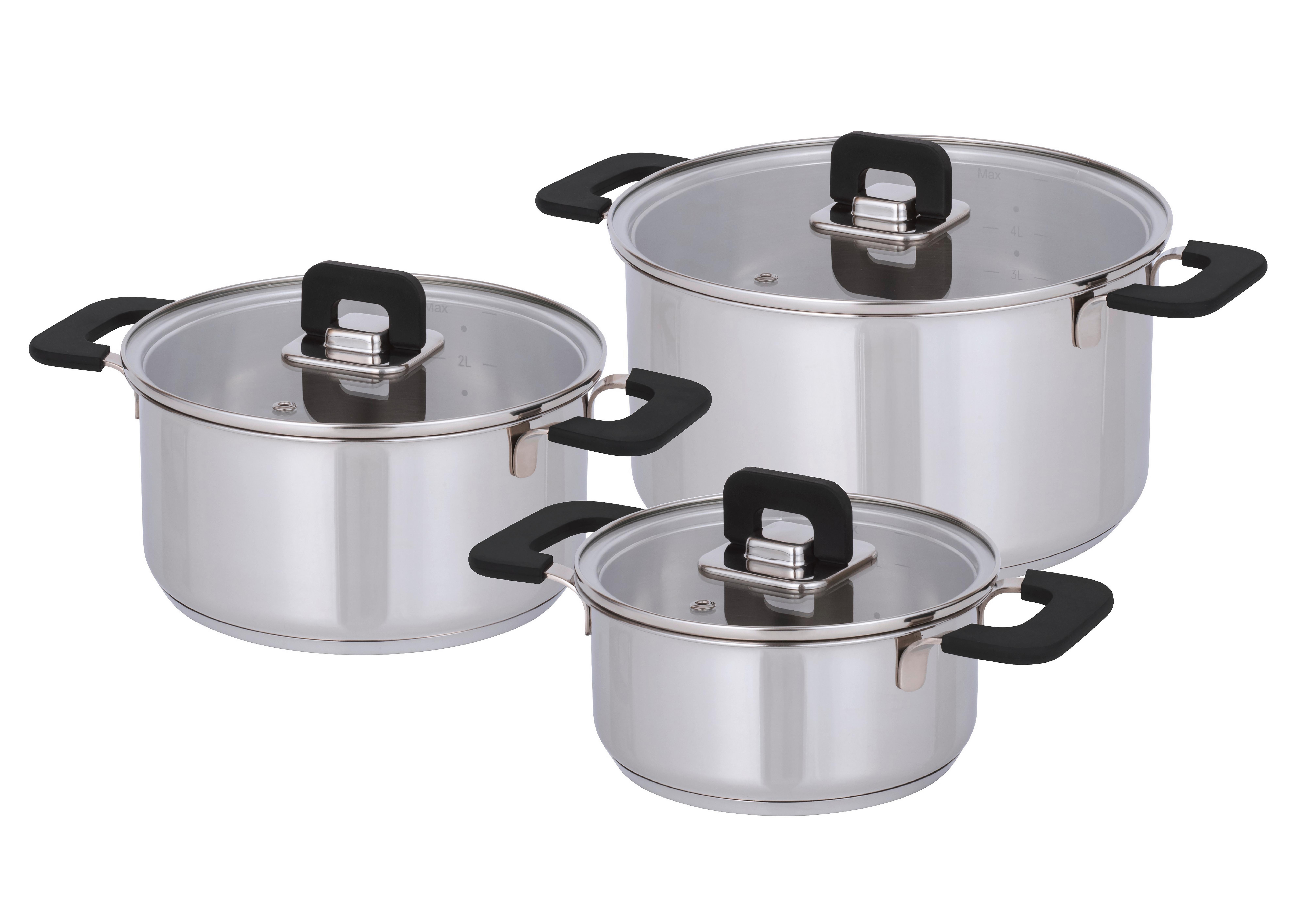Set Posod Rico - barve nerjavečega jekla/prozorno, Moderno, kovina/steklo - Premium Living