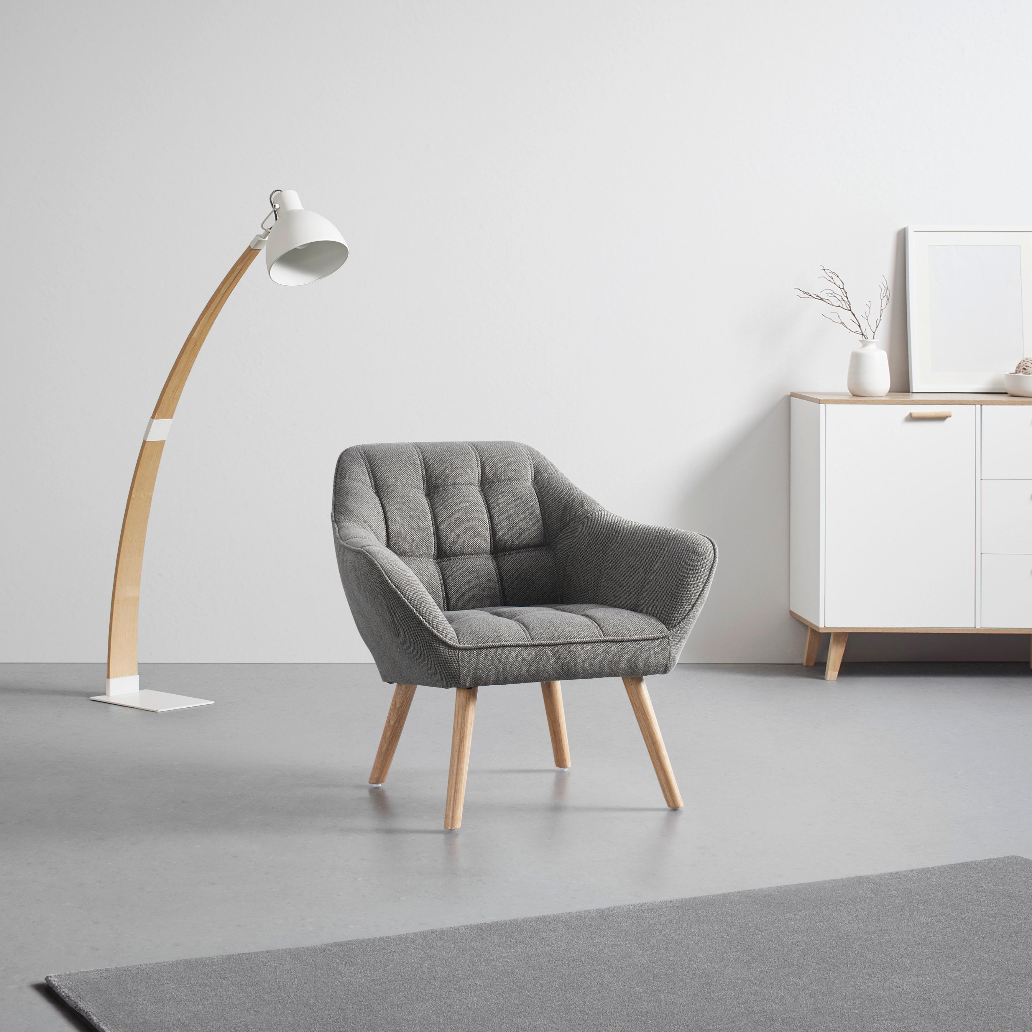 Sessel, hellgrau, "Monique" - Hellgrau, MODERN, Holz/Textil (83/76/74,5cm) - Bessagi Home