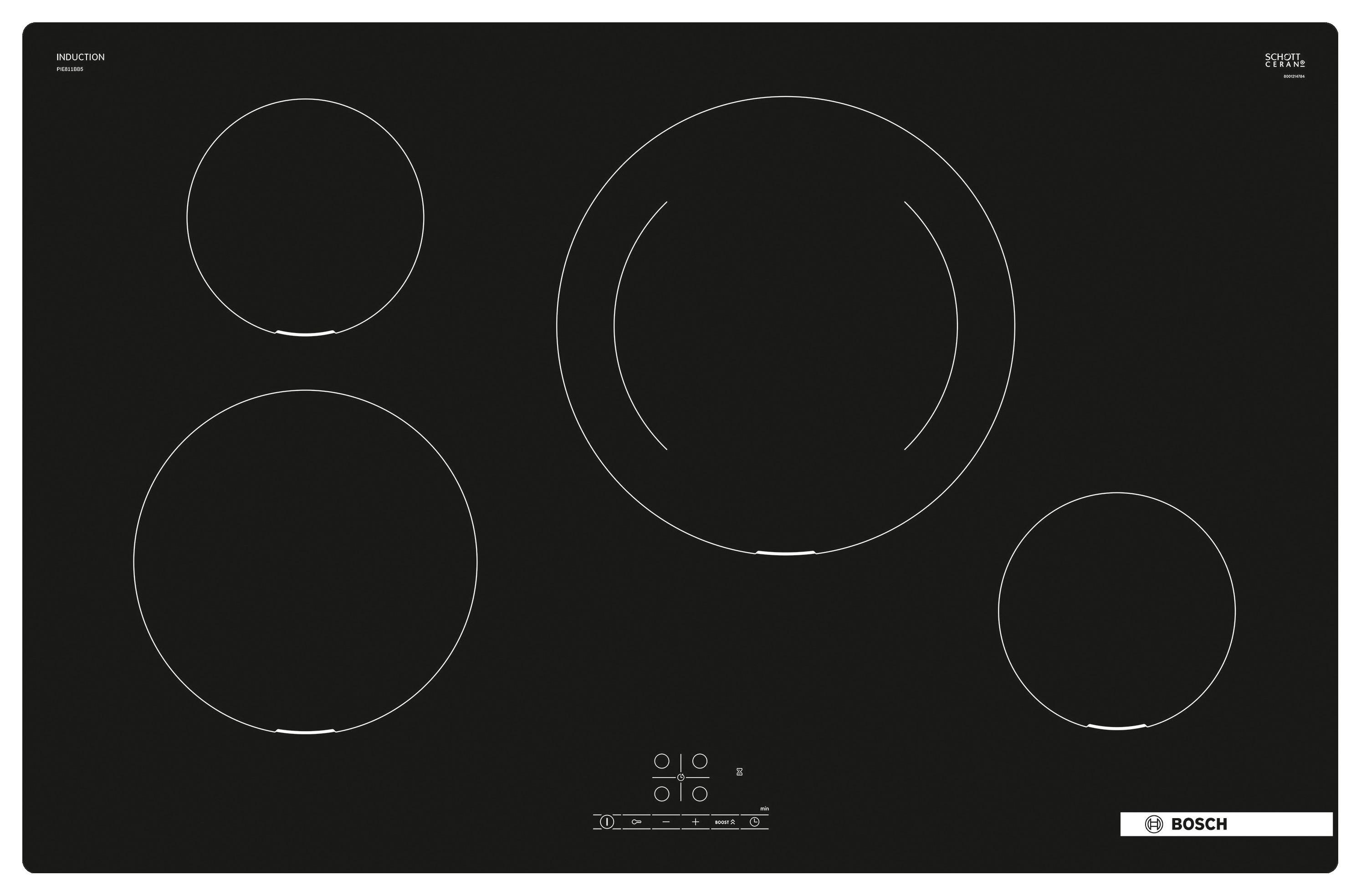 Induktionskochfeld PIE811BB5E in Schwarz - Schwarz, KONVENTIONELL (80,2/5,1/52,2cm) - Bosch