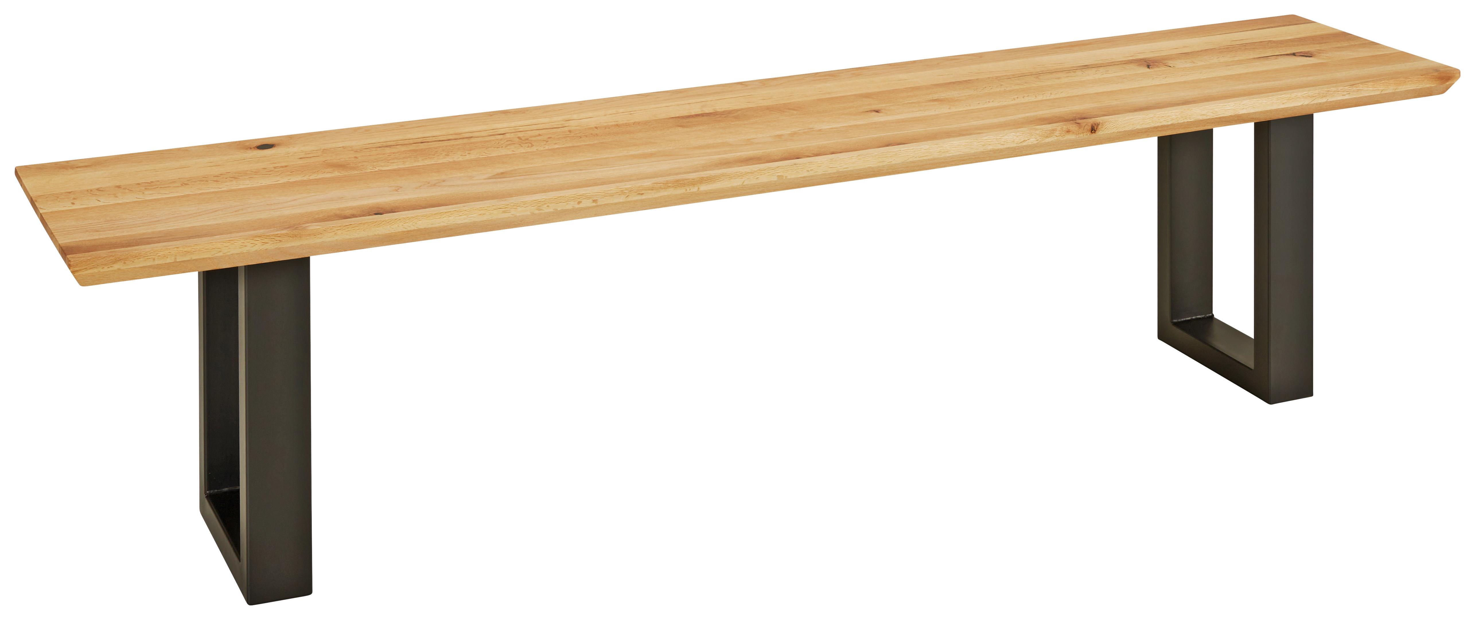 Sitzbank in Schwarz/Eichefarben - Eichefarben/Schwarz, Modern, Holz/Metall (160/50/40cm) - Premium Living