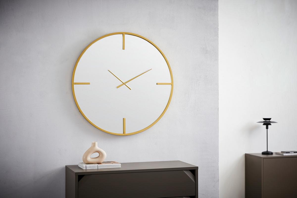 ZEGAR ŚCIENNY RUNA - kolor złoty, Design, materiał drewnopochodny/metal (80/80/4cm) - Xora