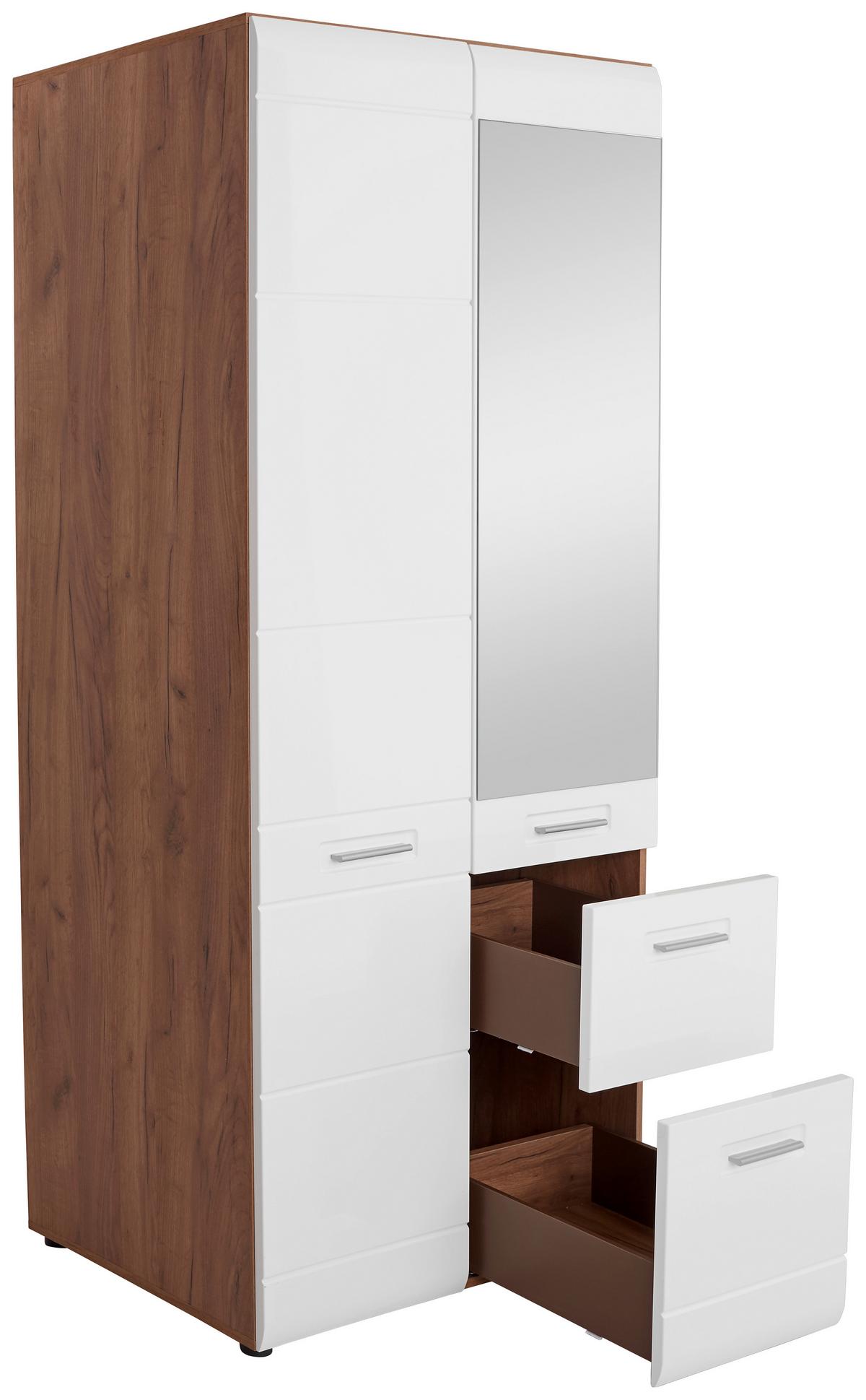 Ruhásszekrény 2 Ajtó 1 Tükör Avensis New - tölgyfa színű/alumíniumszínű, Konventionell, műanyag/faalapú anyag (90/205,7/60cm) - Luca Bessoni