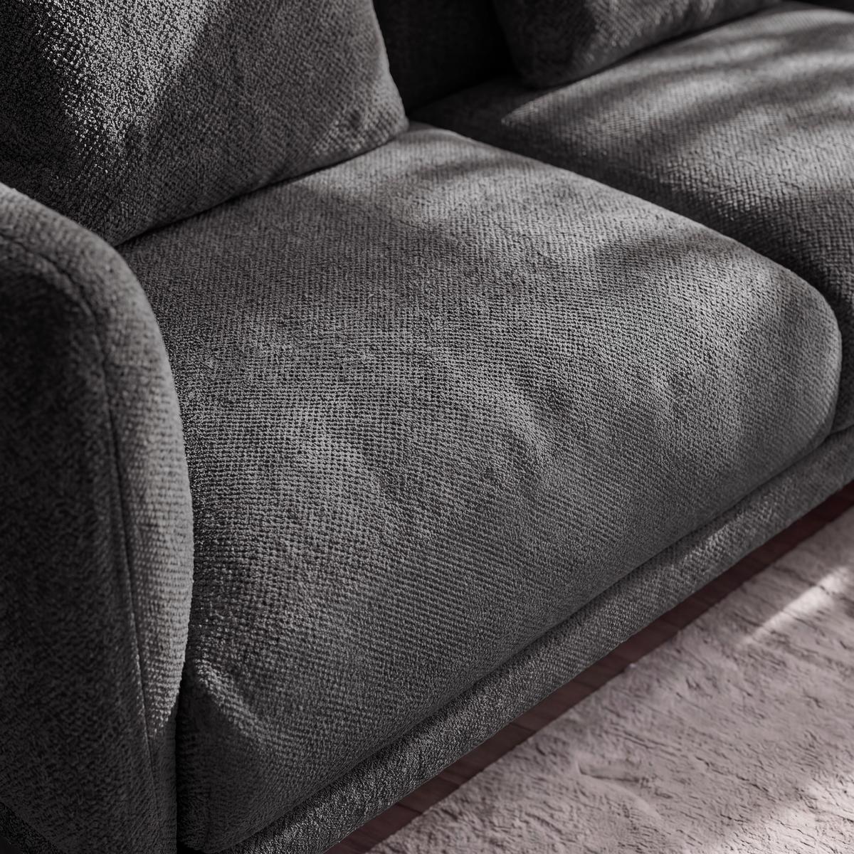 Wohnlandschaft Celina Dunkelgrau Webstoff - Dunkelgrau/Schwarz, MODERN, Holz/Textil (278/180cm) - Bessagi Home