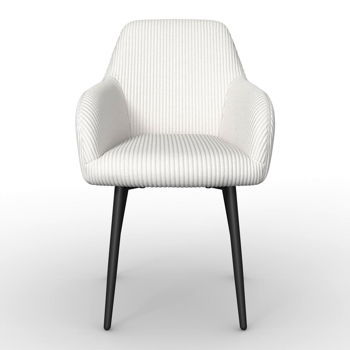 Armlehnstuhl Alani Creme Cord Gepolstert - Creme/Schwarz, MODERN, Textil/Metall (60/58/86cm) - Bessagi Home