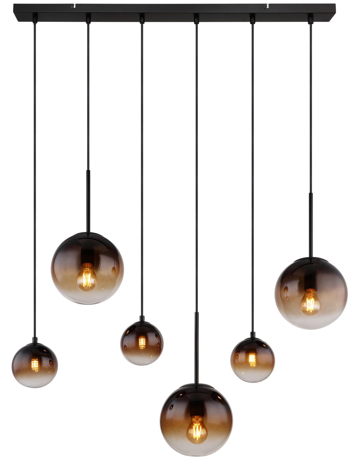Hängeleuchte Hallie Klar/Schwarz max. 5 Watt - Klar/Schwarz, Design, Glas/Metall (91/20/117cm) - Globo