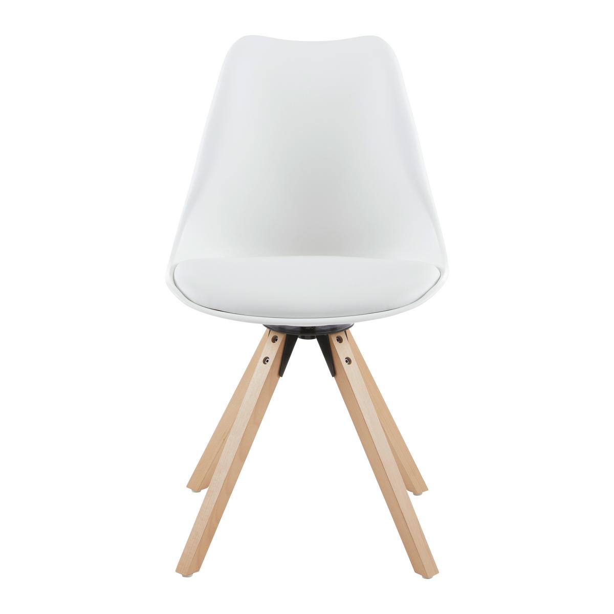 KRZESŁO RICKY 2 - kolor bukowy/biały, Modern, tworzywo sztuczne/drewno (56/85/49cm) - Bessagi Home