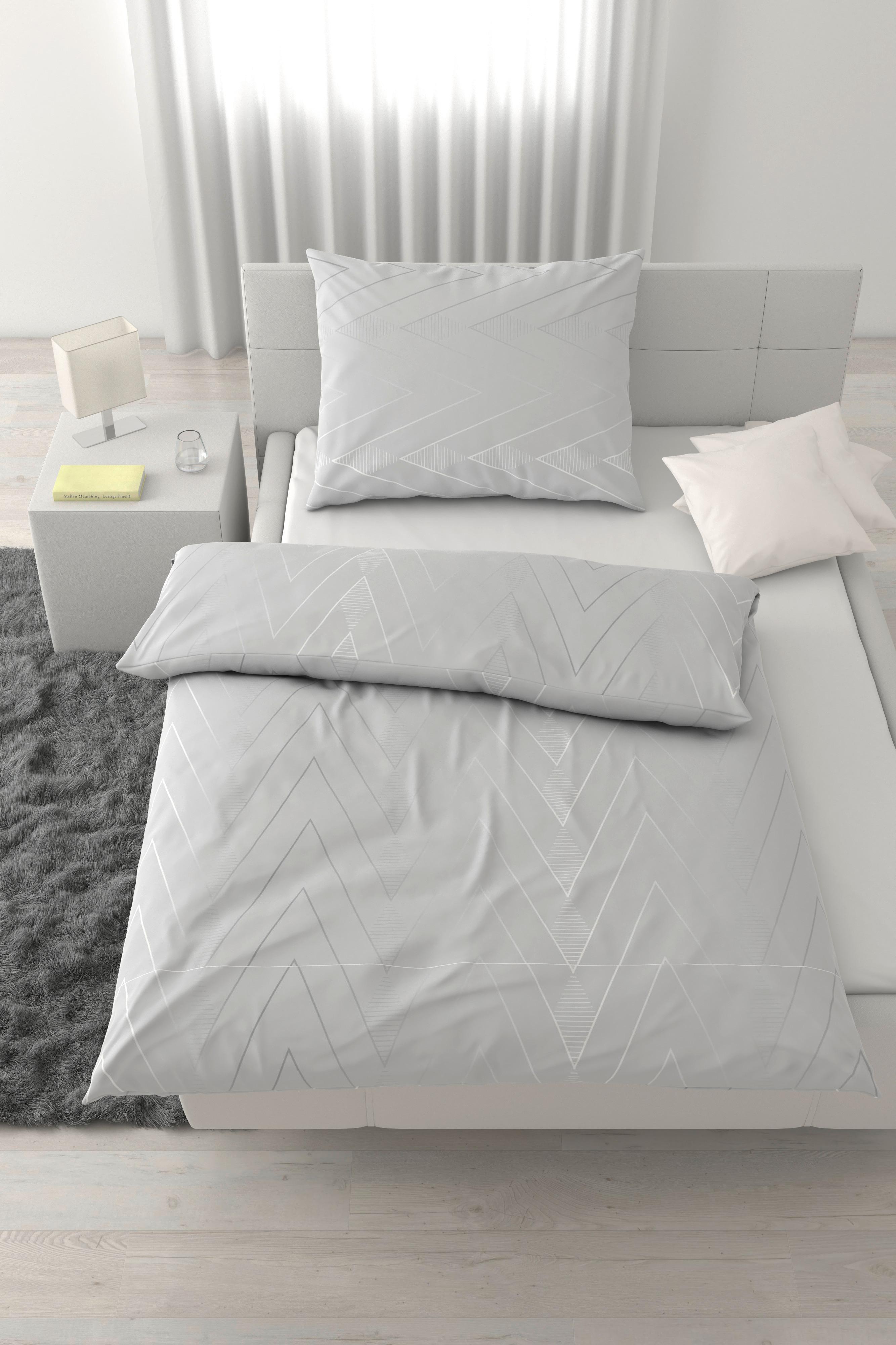 Ágyneműhuzat-garnitúra Pamutszatén Doha - világosszürke, textil (140/200cm) - Mömax