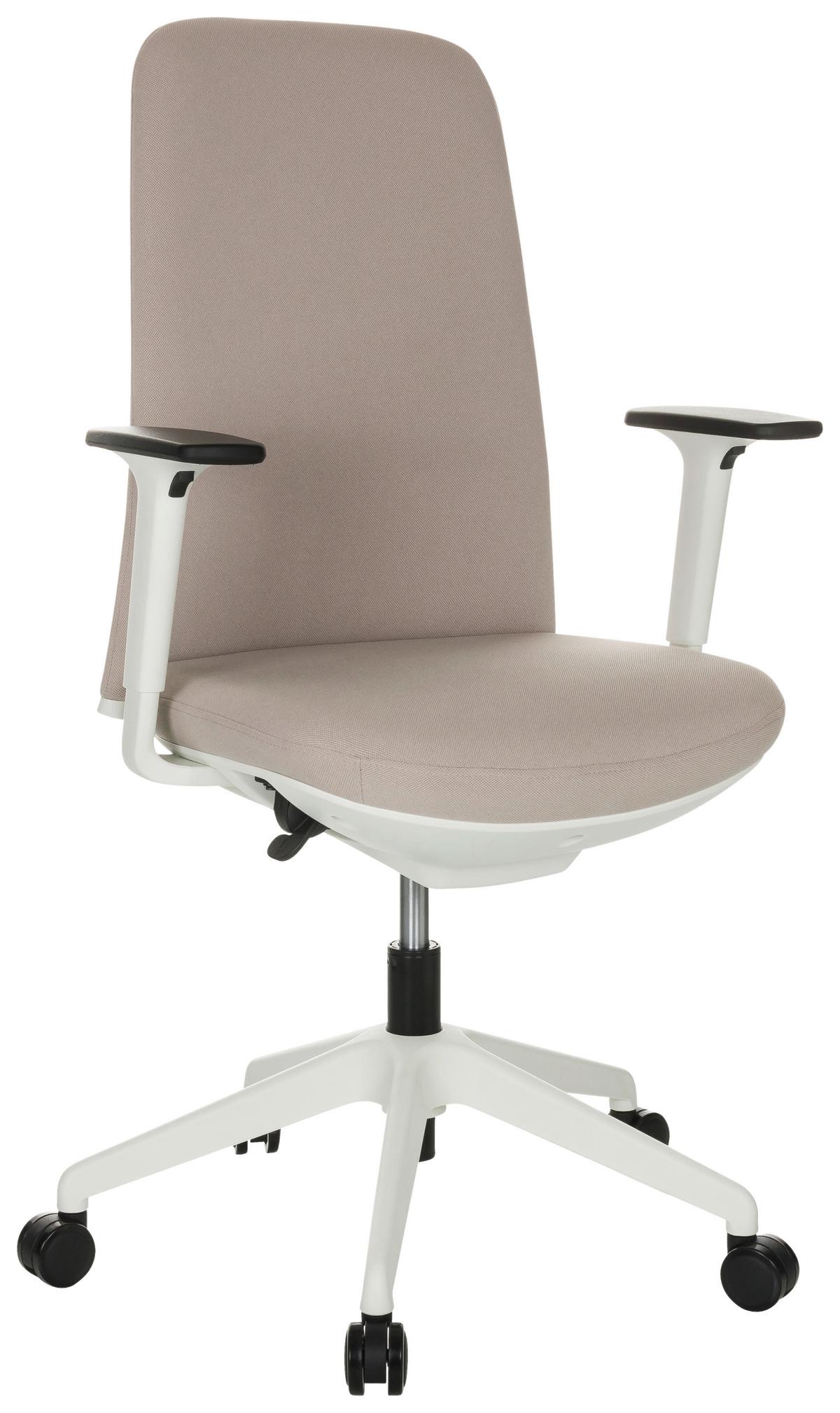 Pisarniški Stol Nestora, Bež - bela/bež, Basics, umetna masa/tekstil (70/103-113/70cm) - MID.YOU