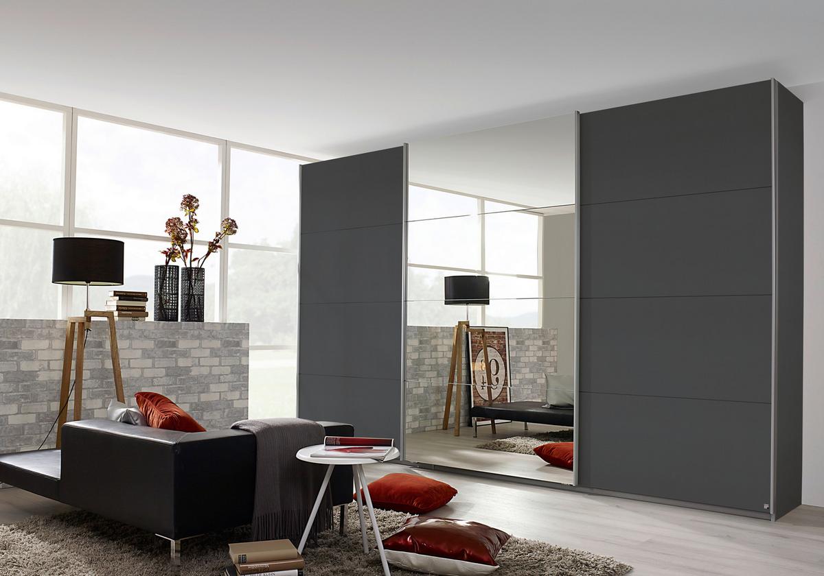Dulap cu uși culisante MIAMI - gri, Modern, material pe bază de lemn (361/229/62cm)