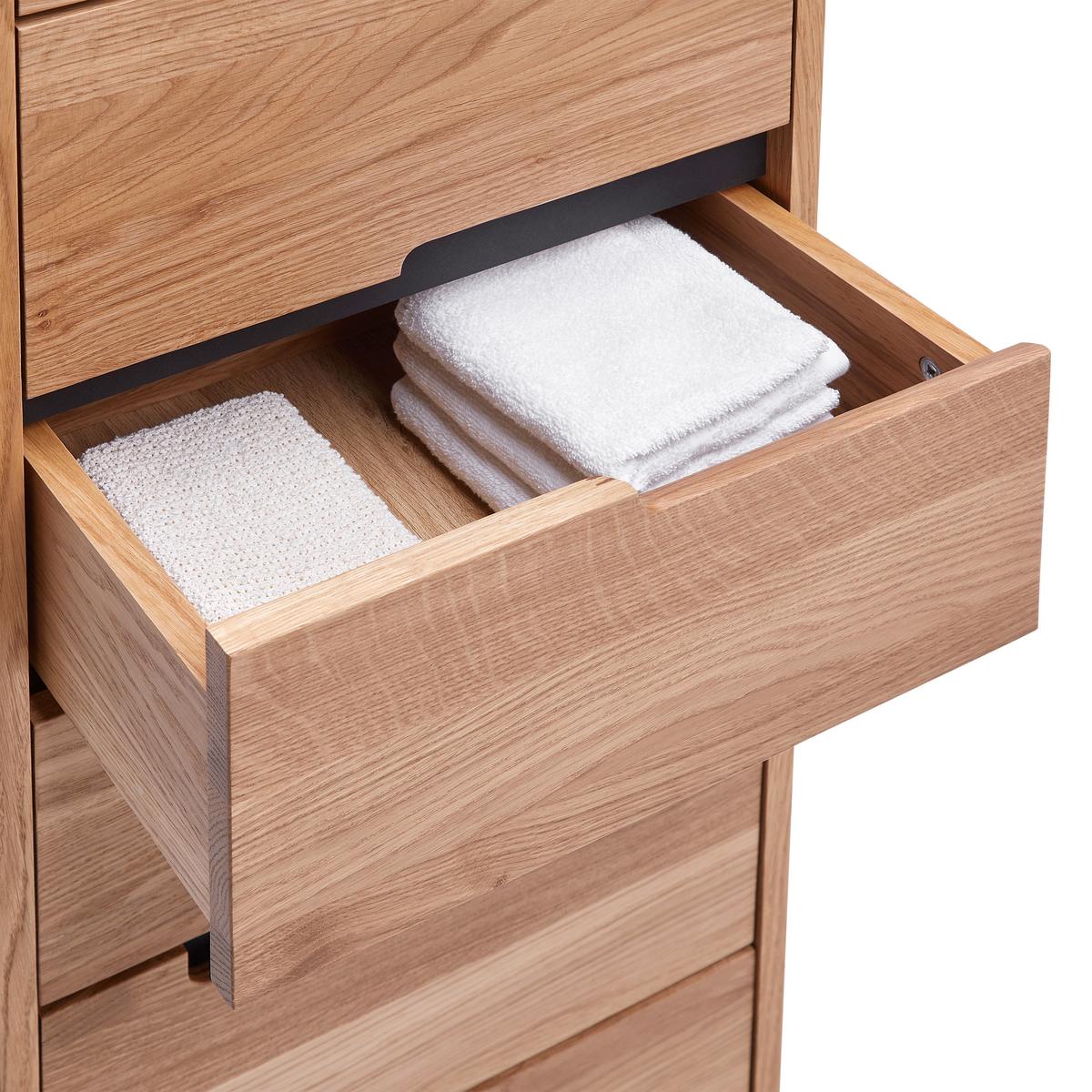 Hochschrank Avanto Eichefarben/Schwarz - Schwarz, Natur, Holz/Metall (43/160/35cm) - ecoTree