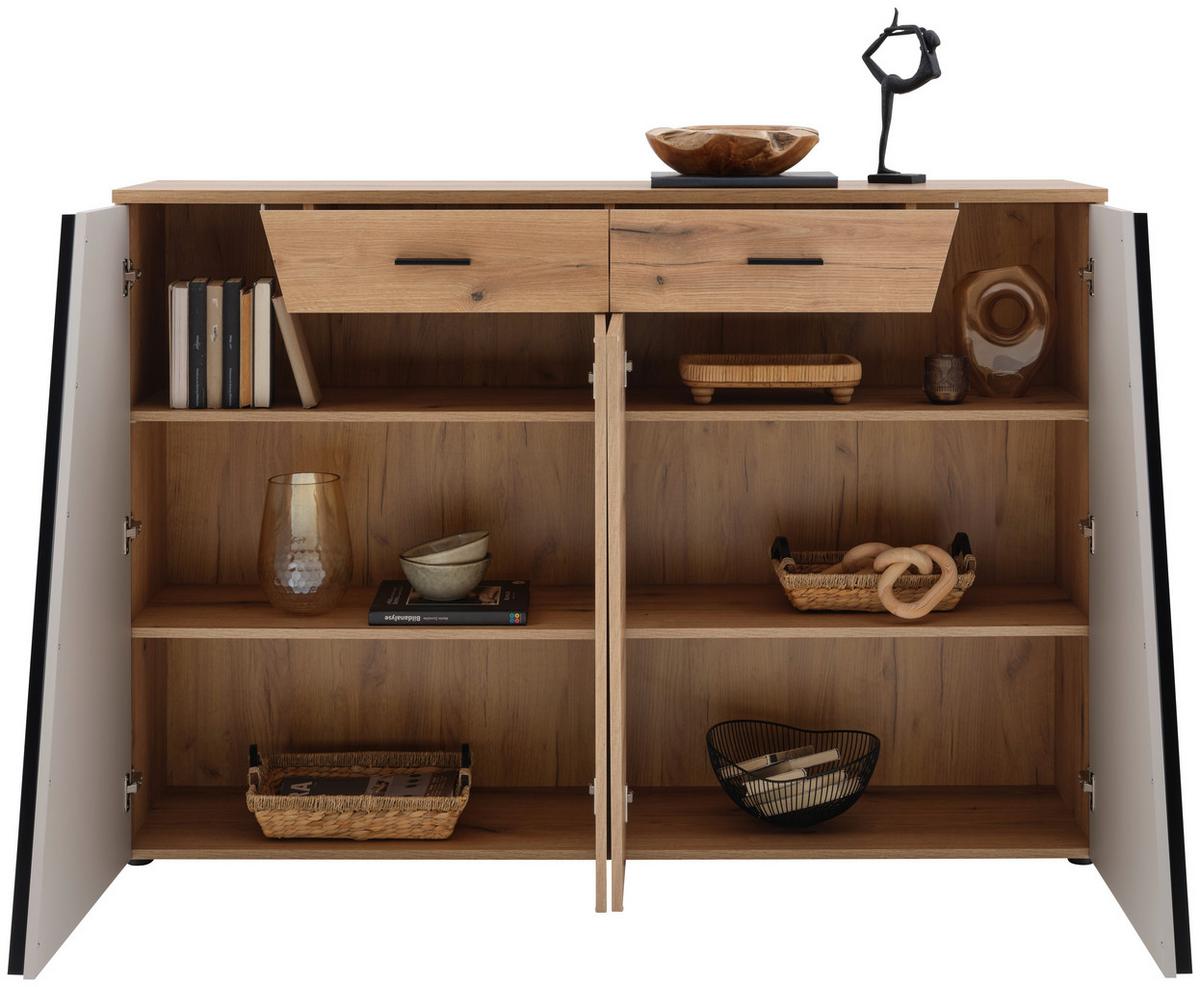 Comodă VENEDIG NEW - cașmir/culoare lemn stejar, Modern, material pe bază de lemn (160/110/40cm) - Modern Living